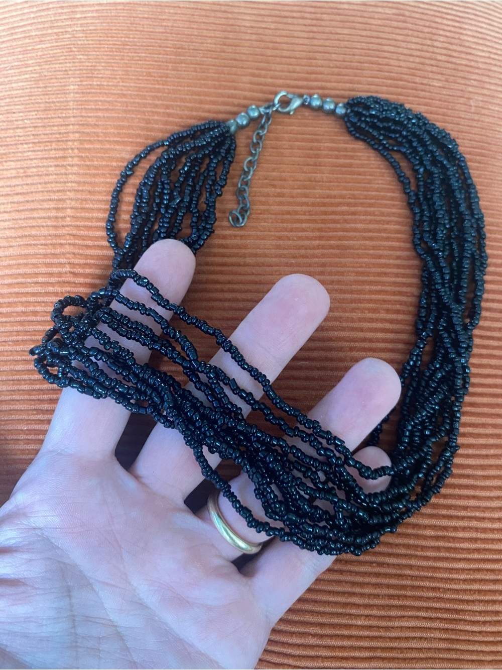 Vintage Black Beaded Necklace